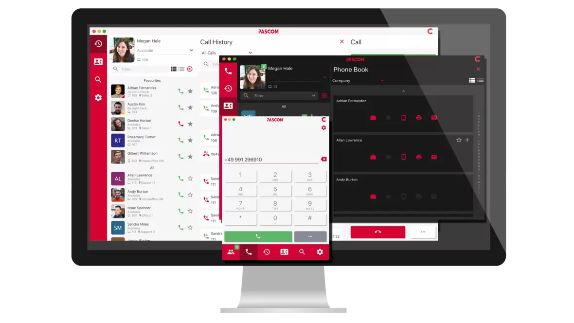 Pascom Desktop Client - Softphone Oberfläche